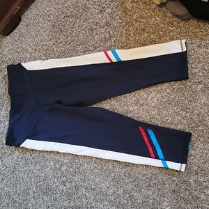 C9 by Champion Navy Leggings with White Side Panels and Red & Blue Stripes